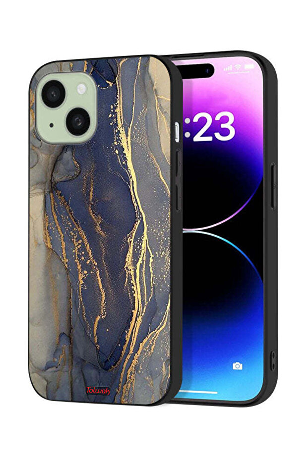 غطاء حماية لجهاز Apple iPhone 15 بنمط رخامي لامع