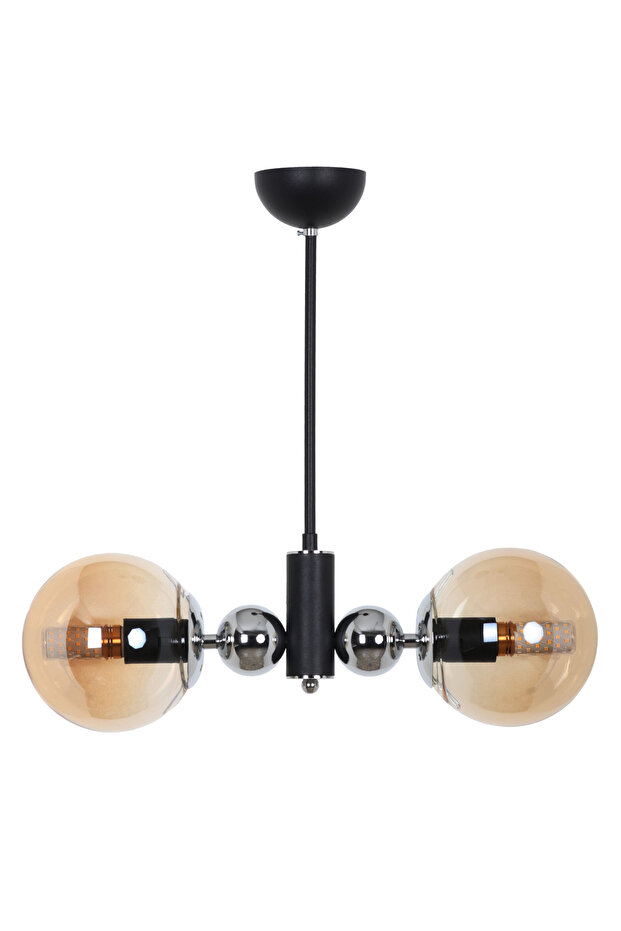 Orbic Siyah Krom 2 Bal Camlı Avize - 2