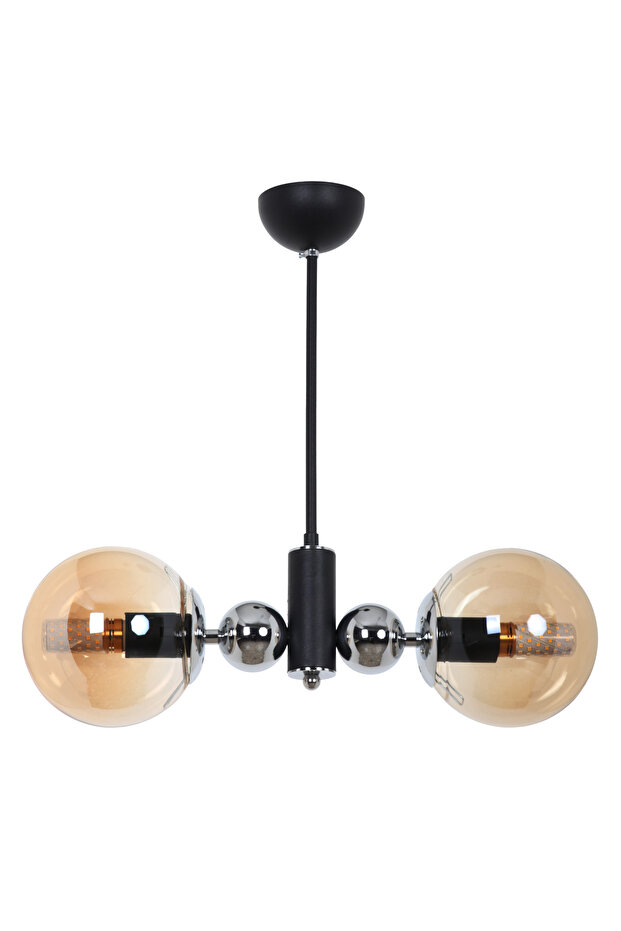 Orbic Siyah Krom 2 Bal Camlı Avize - 4