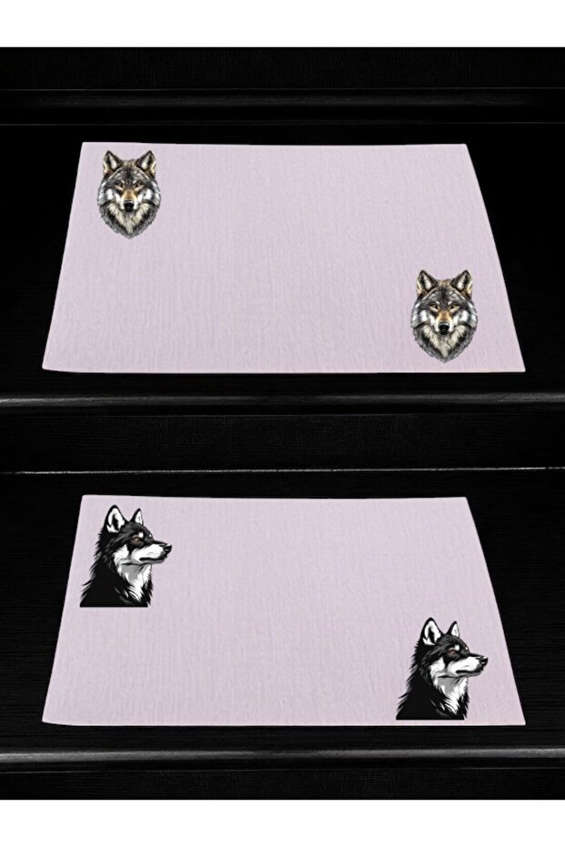 Wolf Printed Kitchen Table 2-Piece Linen Serving Cloth 28X40 cm American Service