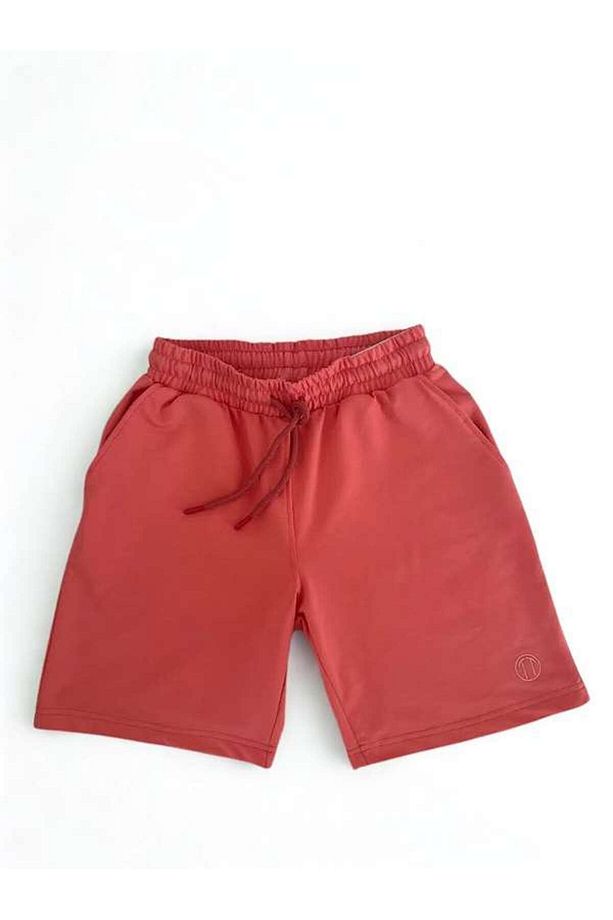 Unisex Beli Bağlamalı Pamuklu Cepli PEMBE Şort - 7