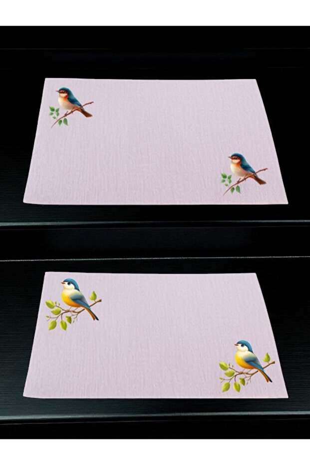 Cute Bird Printed Kitchen Table 2-Piece Linen Serving Cloth 28X40 cm American Service
