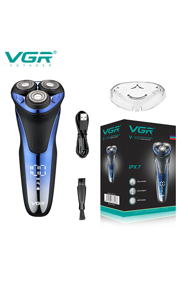 USB VGR Electric Shaver Professional Razor Waterproof Beard Trimmer Rotary 3D Floating Shaving Recha