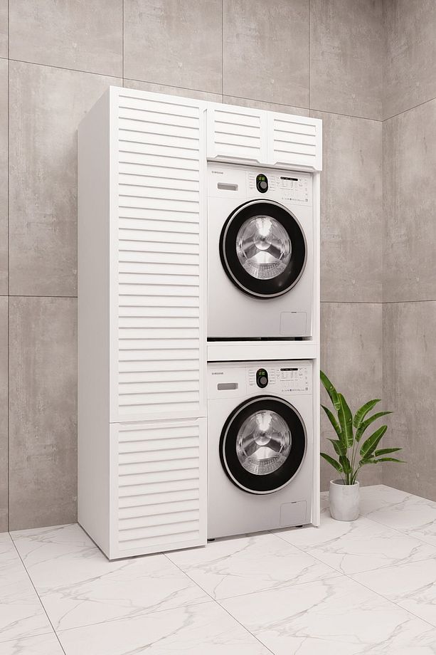 Mdf Çamaşır Makinesi Kurutma Makinesi Dolabı sepetli lake - 2