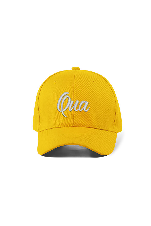 Qua Embroidered Hat – Yellow 100% Cotton Gabardine Unisex Model