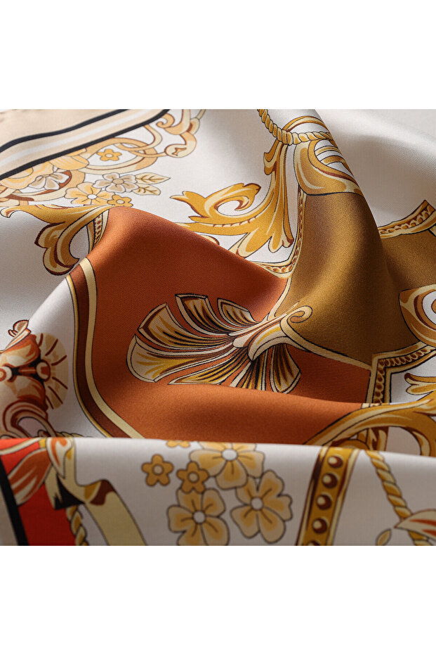 Eșarfă de mătase crem 1353 - 2