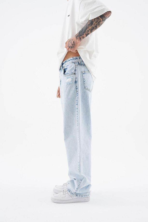 Erkek Ethnical Patterned Jean LIGHT BLUE - 3