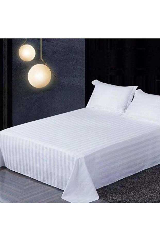 Plush Polyester Double Size Bedsheet Stripes- 230 x 240cm Luxurious Comfort for Double Beds