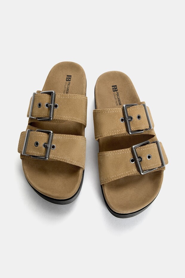 Tokalı ve kalın tabanlı deri terlik - 4