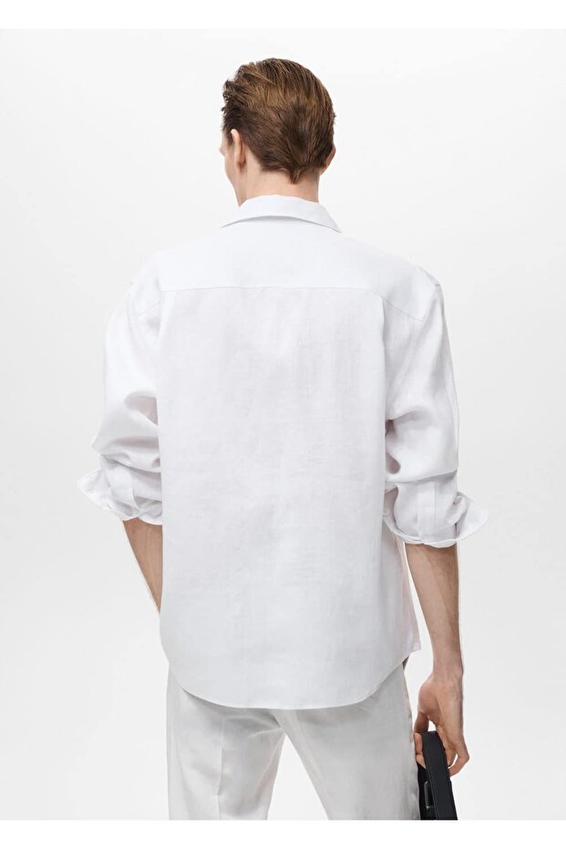 Cepli %100 keten gömlek - 4