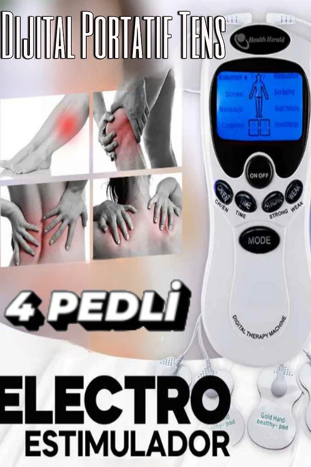 Elektronik Tens Cihazı Fizik Tedavi Dijital Portatif Tens 4 Pedli Kolay Kullanım Pilli - 3