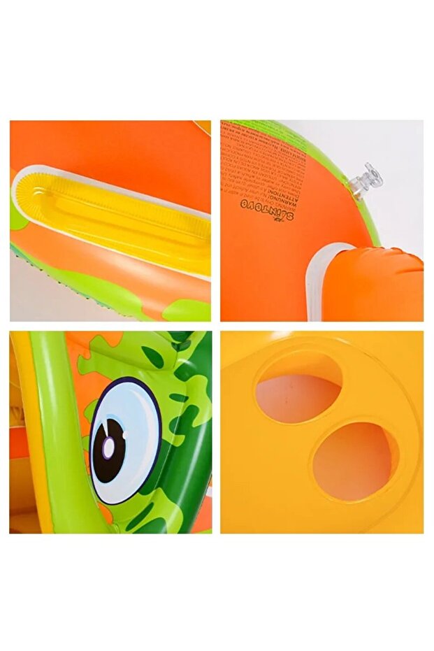 Inflatable boat with steering wheel, removable sunshade and child support, Crocodile model - 3