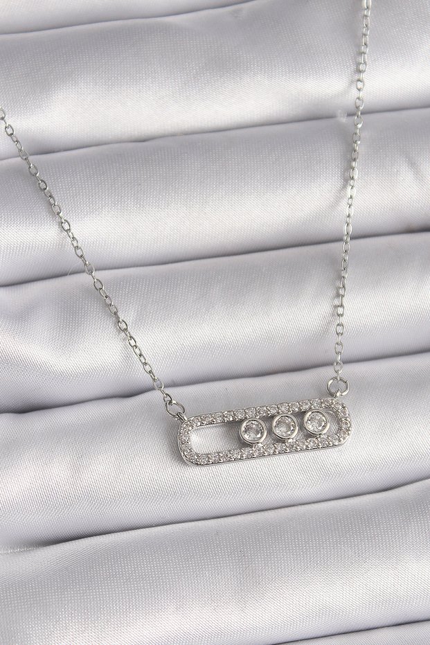 316L Steel Silver Color Chain Zircon Stone Messika Model Women's Necklace