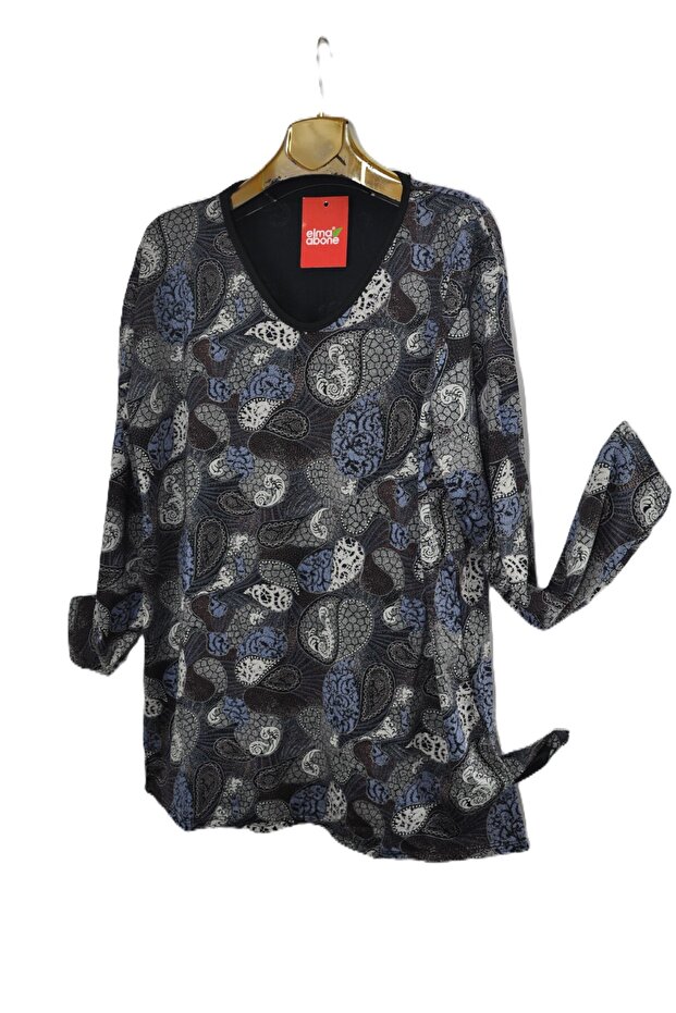 بلوزة قطنية ممشطة فائقة الحجم - 1