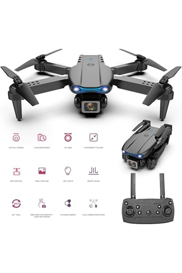 طائرة بدون طيار E99 PRO مزودة بكاميرا مزدوجة عالية الدقة بدقة 4K، وتجنب العوائق، وقابلة للطي، والحفاظ على الارتفاع، وصغيرة الحجم - 7