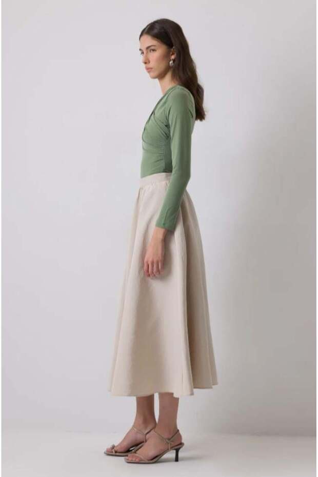 Drapeli Çıt Çıt Body Haki - 3