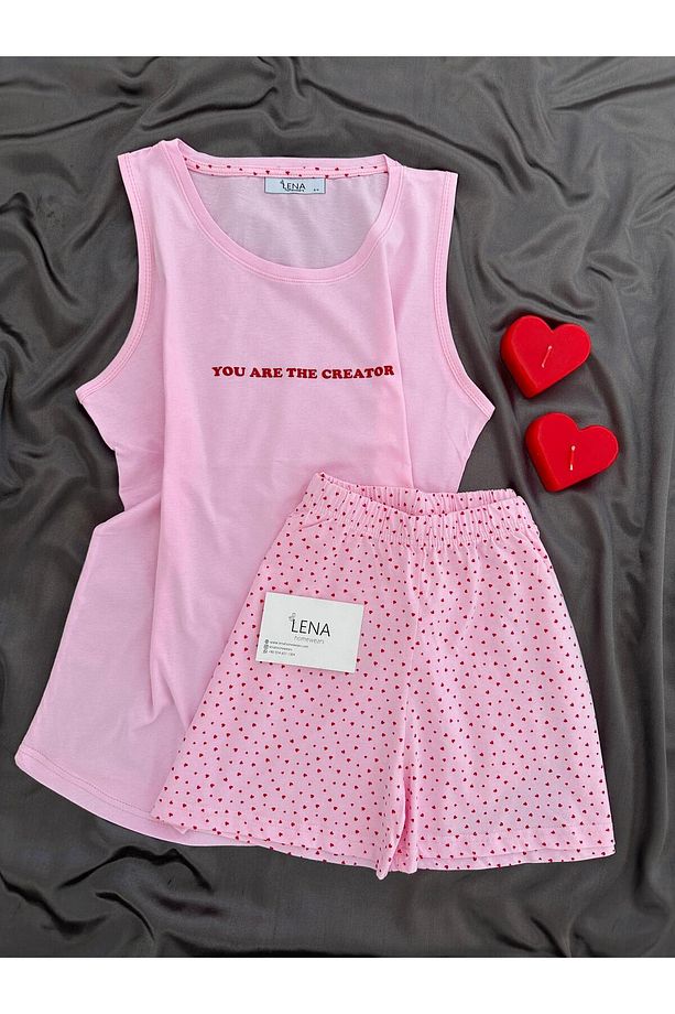 Pembe Spring Şortlu Pijama Takımı - 1