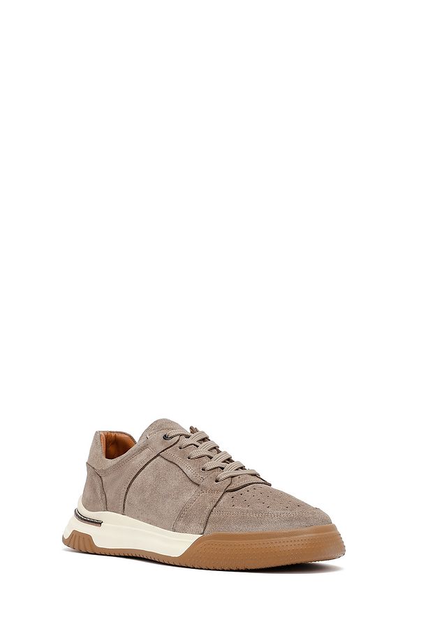 Erkek Bej Bağcıklı Süet Deri Sneaker 25SFD641710 - 6