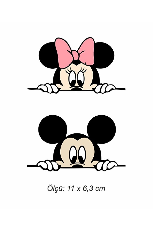 Mickey & Minnie Mouse Rearview Mirror Sticker 11 x 6.3 cm 2 Pieces