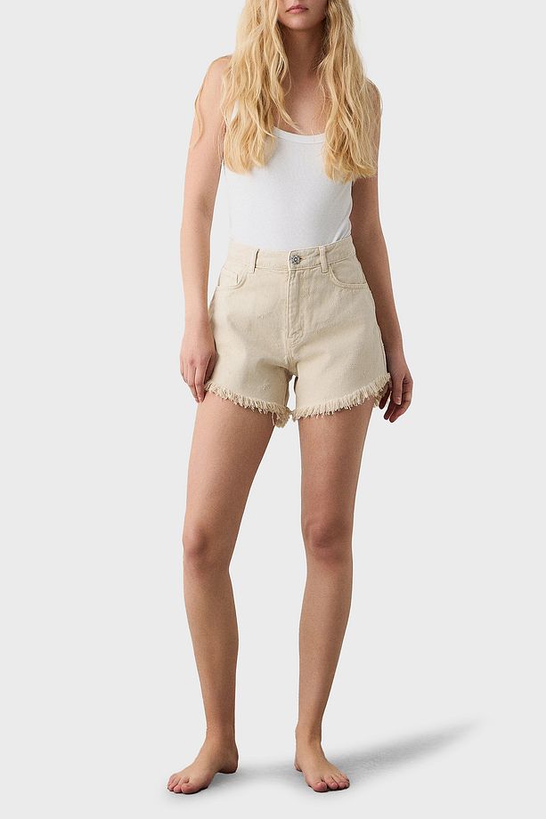 % 100 Pamuk Regular Fit Yüksek Bel Kot Short SHORT 053 - 3