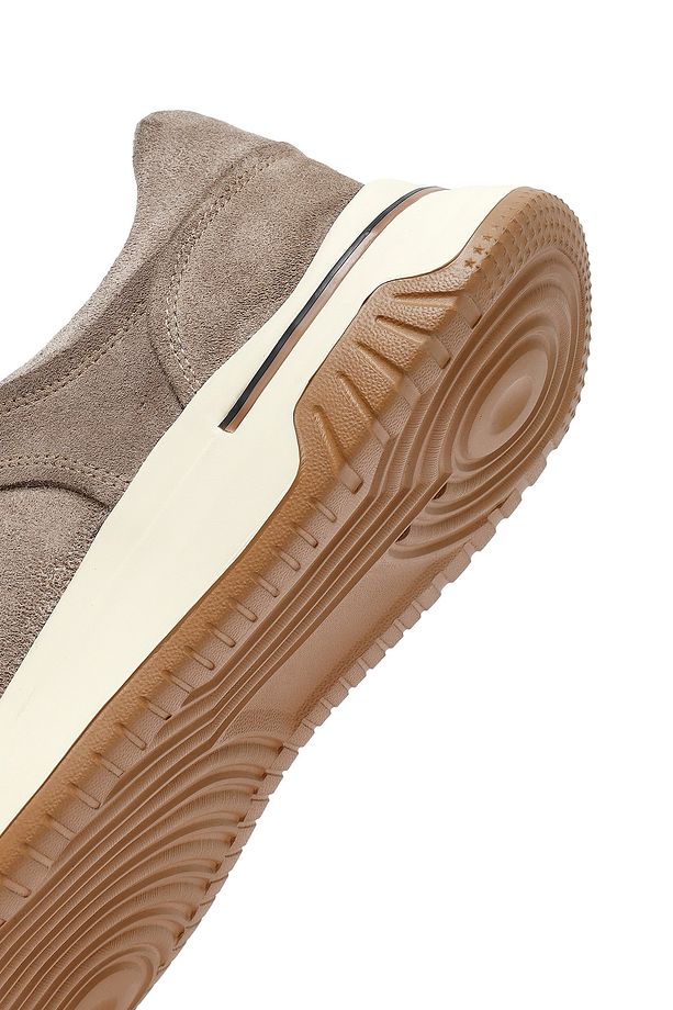 Erkek Bej Bağcıklı Süet Deri Sneaker 25SFD641710 - 8