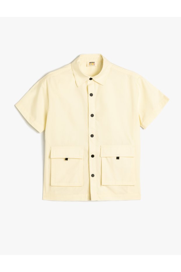 New Season Shirt Short Sleeve Flap Pocket Detailed Cotton
