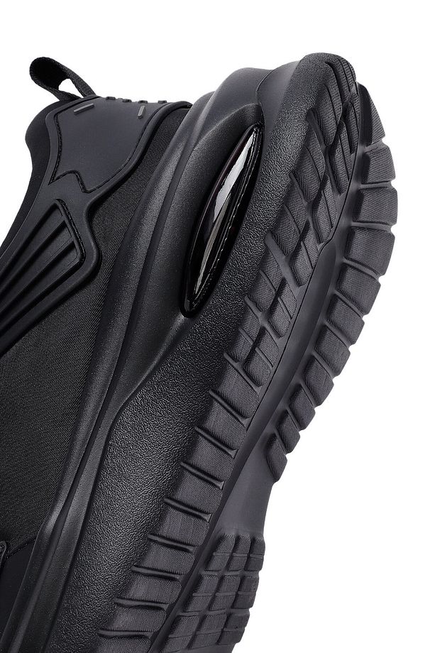 Erkek Siyah Bağcıklı Kalın Tabanlı Kumaş Sneaker 25SFD69226F - 8