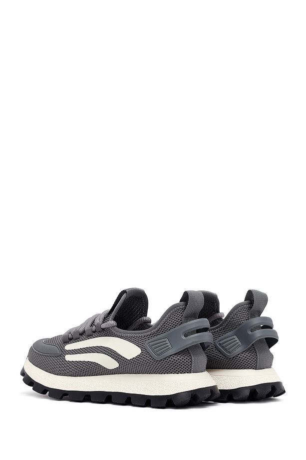 Erkek Gri Bağcıklı Kalın Tabanlı Kumaş Sneaker 25SFD69406F - 5