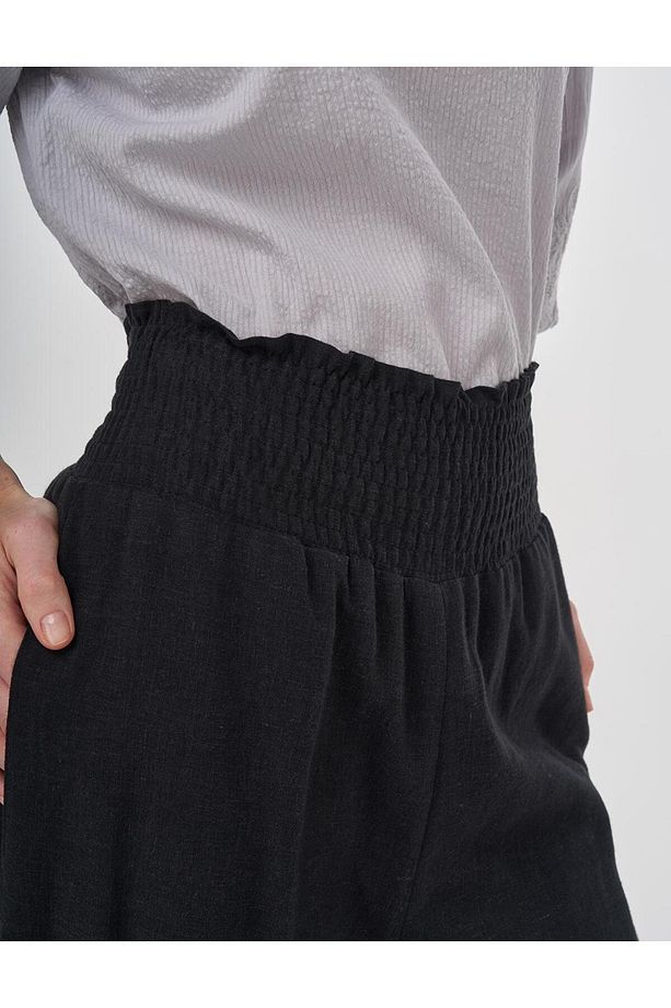 Gipe Dikişli Keten Viskon Pantolon Siyah - 6