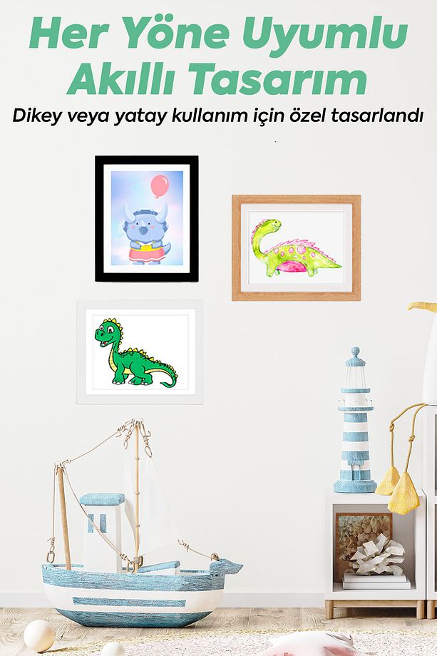 A4 Katlanabilir Çocuk Sanat Resim Çerçevesi, Mıknatıslı Kapaklı Beyaz - 3