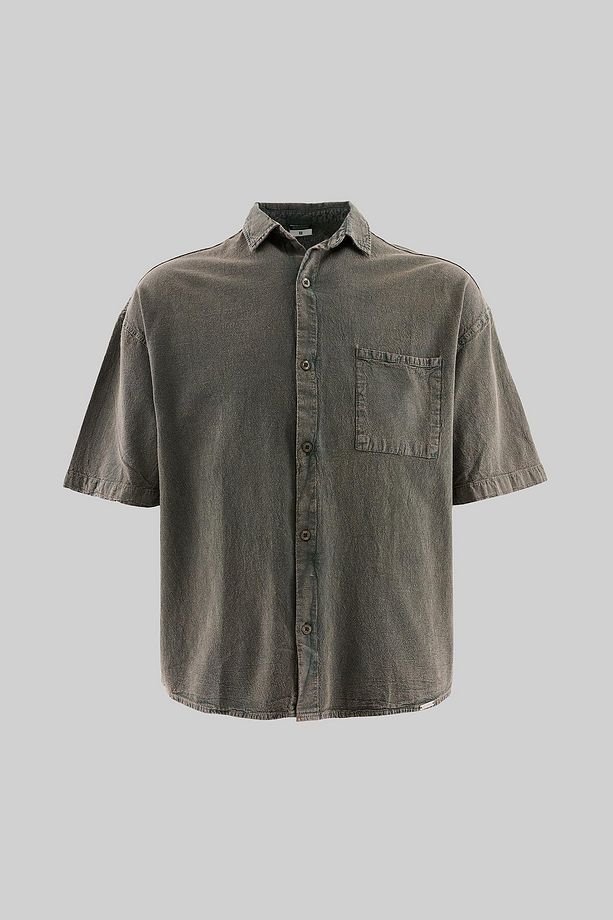 Erkek Effected Yıkamalı Basic Soft Bej Gömlek - 1