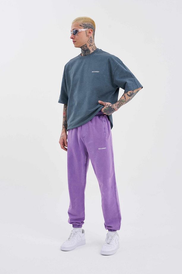 Erkek Luxury Basic Yıkamalı Jogger Eşofman Altı New Purple - 4
