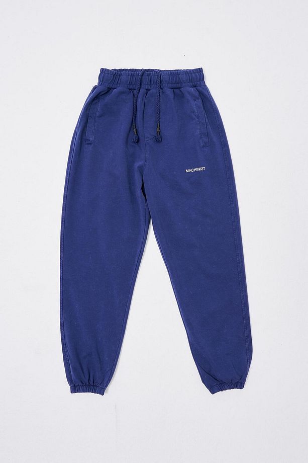 Erkek Luxury Basic Yıkamalı Jogger Eşofman Altı Mıdnıght Blue Cloudy - 8