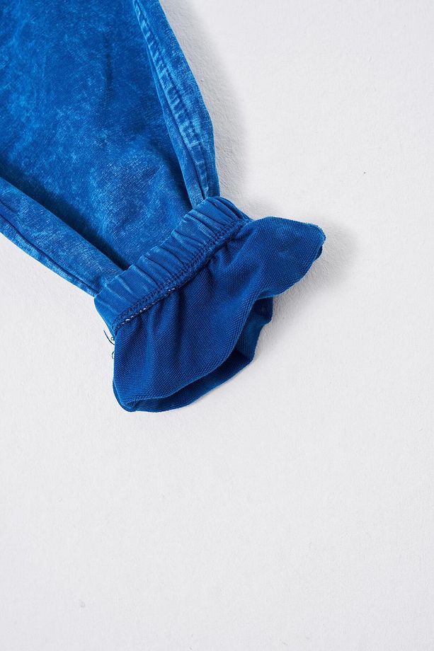 Erkek Luxury Basic Yıkamalı Jogger Eşofman Altı Indıgo Spotted - 7