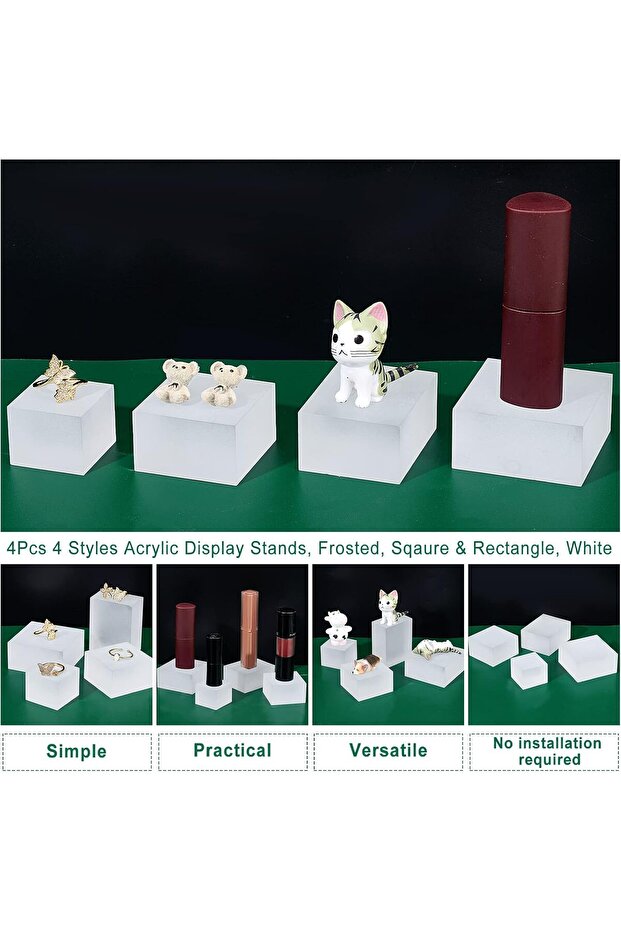 4pcs Solid Display Block 4 Style Forested Acrylic Display Stands - 4
