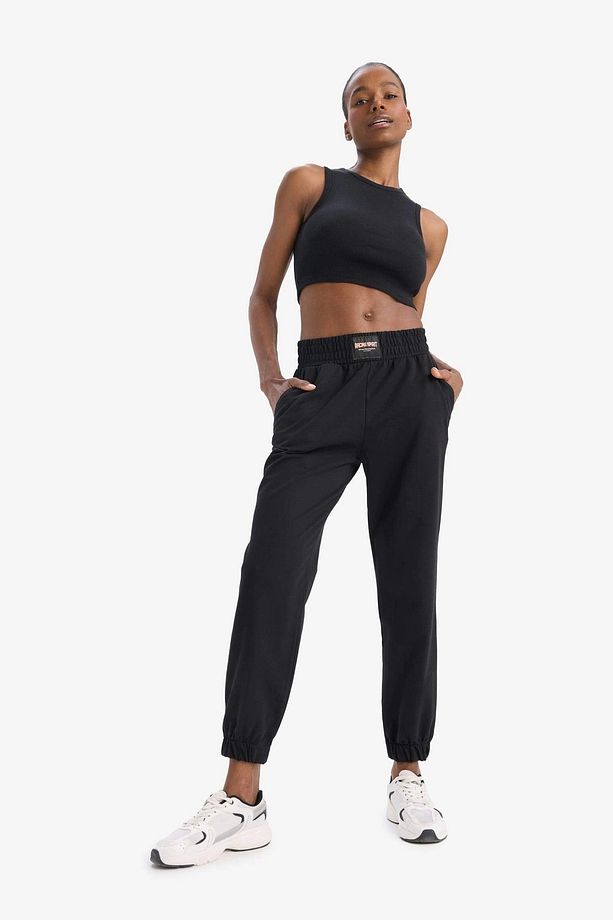 D9041 Siyah DeFactoFit Standart Fit Jogger Paça Standart Boy İnce Sporcu Eşofman Altı - 5