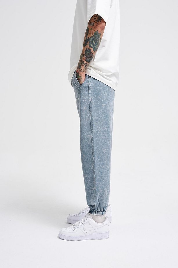 Erkek Luxury Basic Yıkamalı Jogger Eşofman Altı Ghost Spotted - 3
