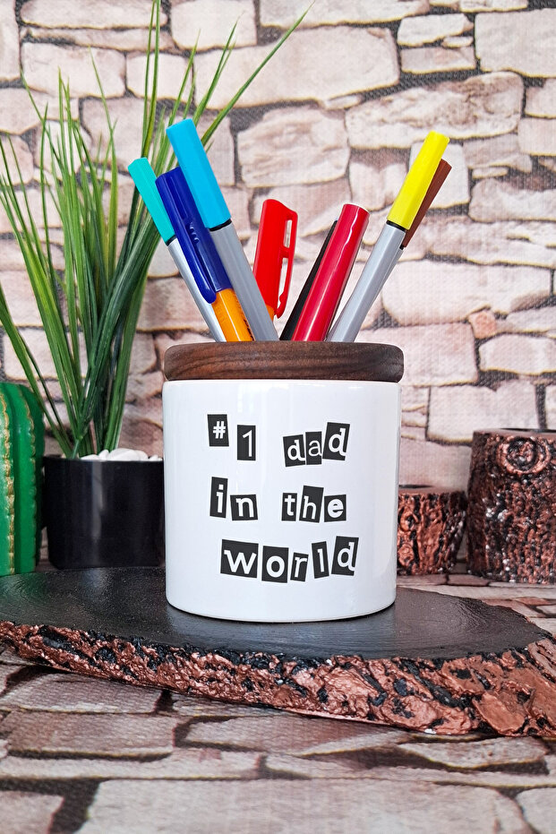 Number 1 Dad in the World Father's Day Gift Printed Ceramic Pen Holder