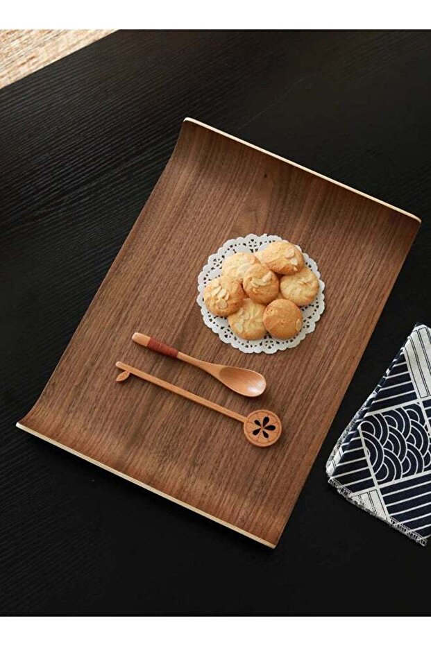 صينية تقديم مستطيلة من خشب الجوز الطبيعي من Trust، لون بني غامق، 38×28 سم