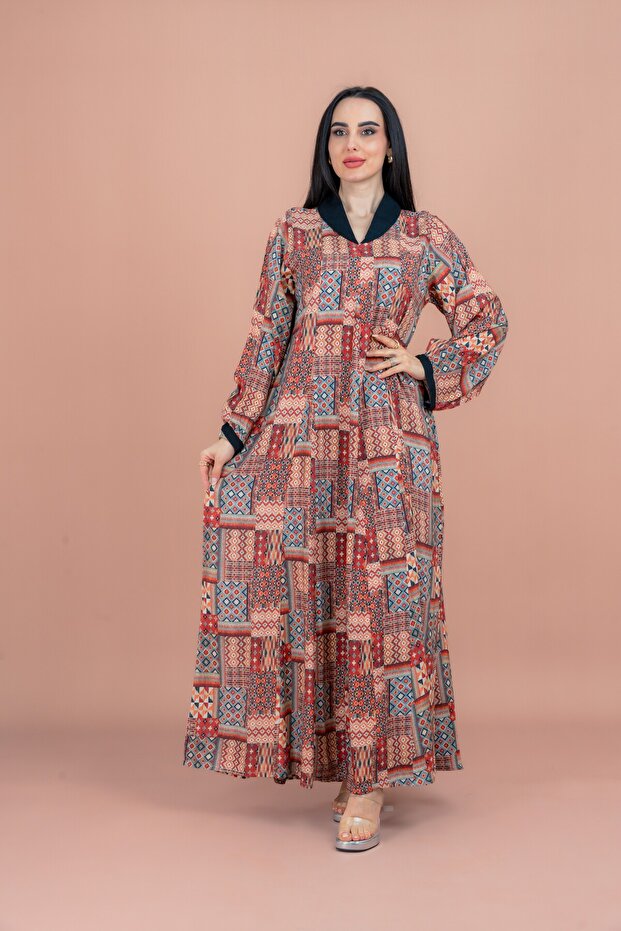 جلابية عصرية مطبوعة بنقشة - 1