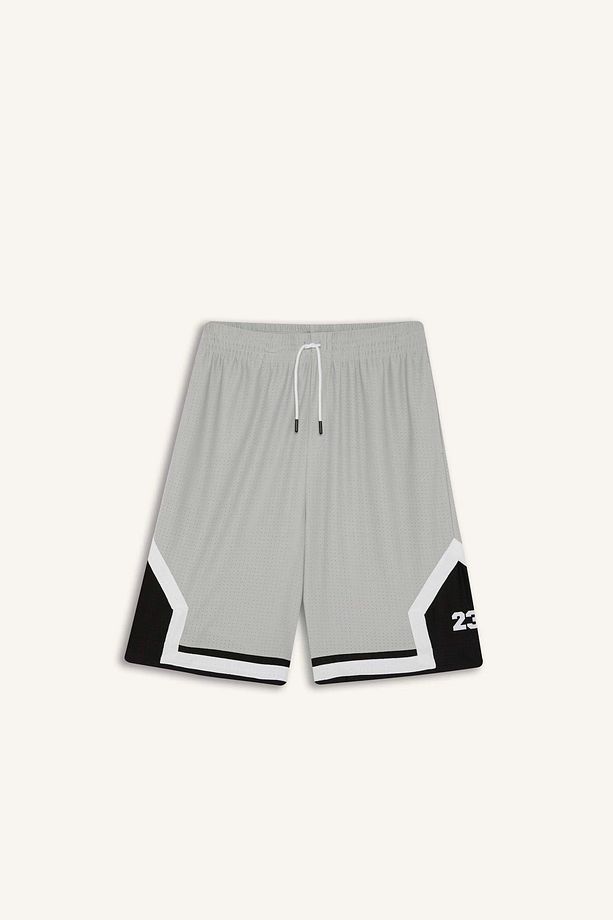E4128 Gri DeFactoFit Hızlı Kuruyan Oversize Geniş Kalıp Sporcu Kısa Paça Şort - 7