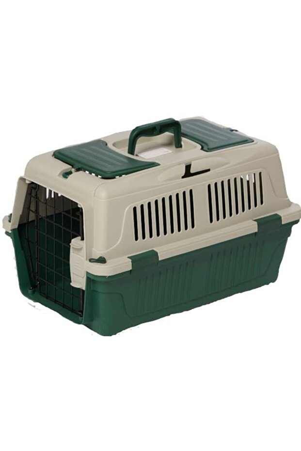 Dog & Cat Carrier Box Closed Top Dark Green L57Cms X W37Cms X H35 Cms
