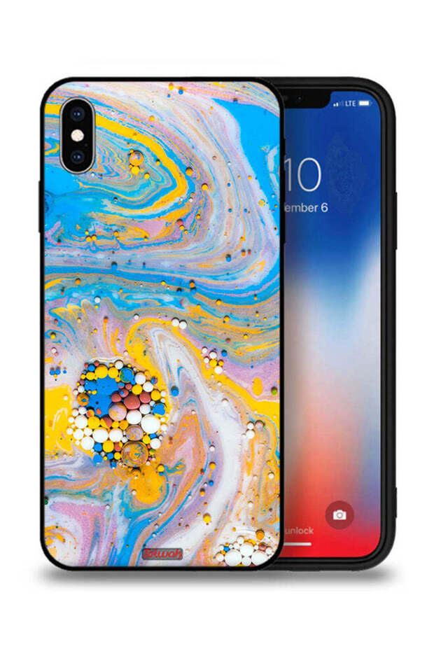 غطاء حماية لجهاز Apple iPhone XS Max بأحجار كريمة ملونة تجريدية