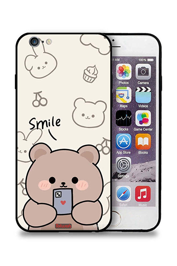 غطاء حماية لجهاز Apple iPhone 6 Plus/6s Plus برسومات الدب المبتسم