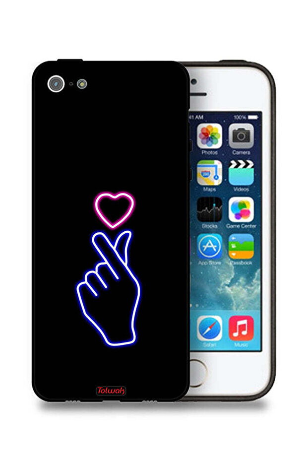 غطاء حماية لهاتف Apple iPhone 5/5s/SE بتصميم قلب مزخرف