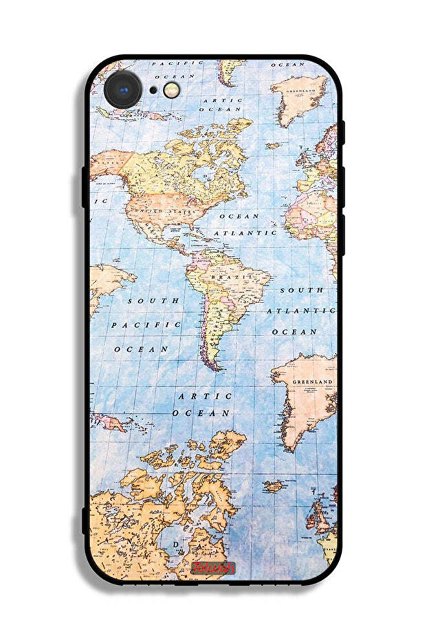جراب حماية لجهاز Apple iPhone 7 بتصميم خريطة العالم - 2