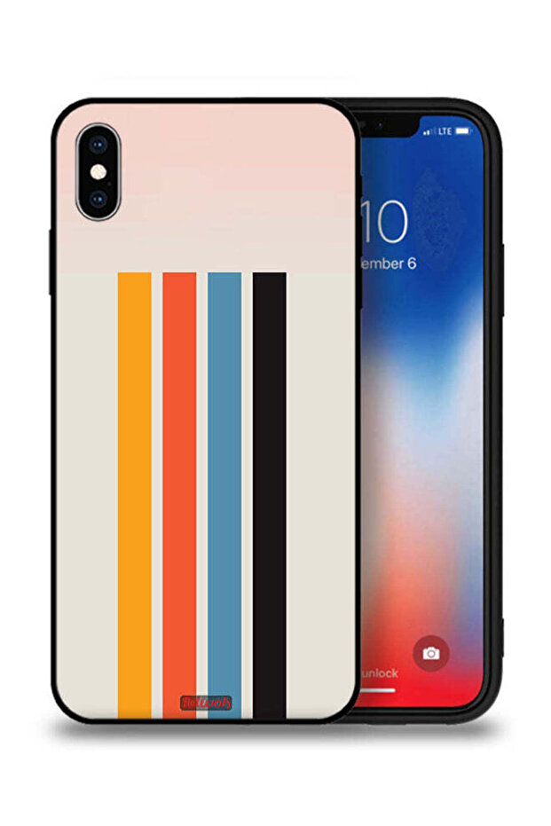 جراب حماية لجهاز Apple iPhone XS بنمط خطوط مستقيمة - 1