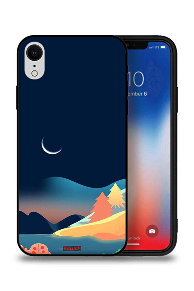 جراب حماية لجهاز Apple iPhone XR برسومات تجريدية للقمر
