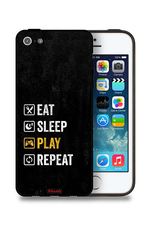 جراب حماية لجهاز Apple iPhone 5/5s/SE - تناول الطعام، النوم، اللعب، التكرار