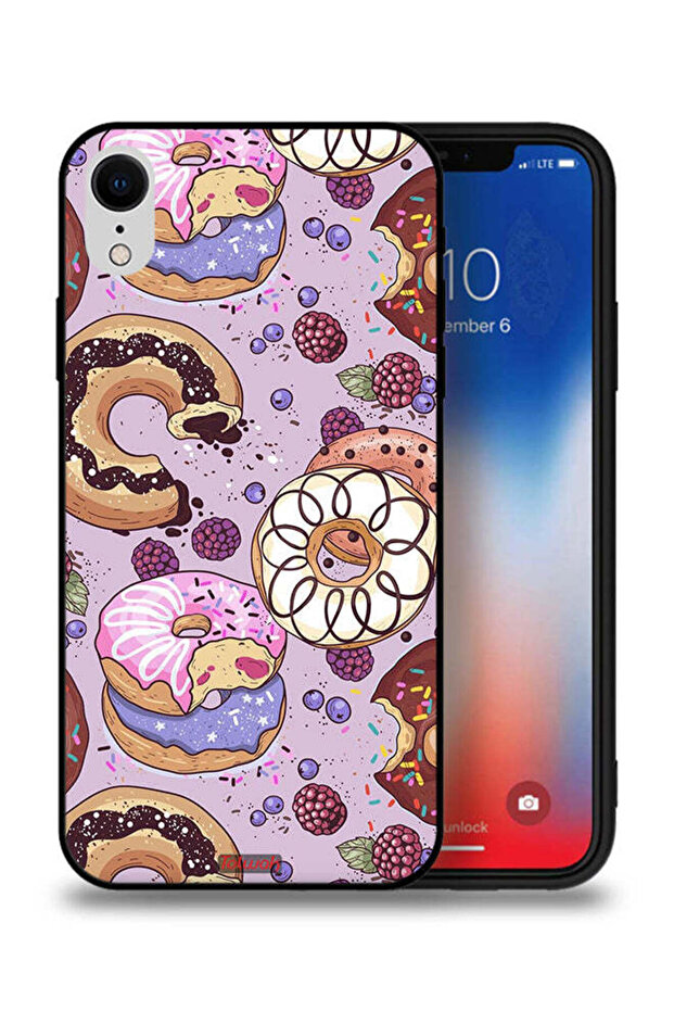 غطاء حماية لجهاز Apple iPhone XR برسومات دونات فنية